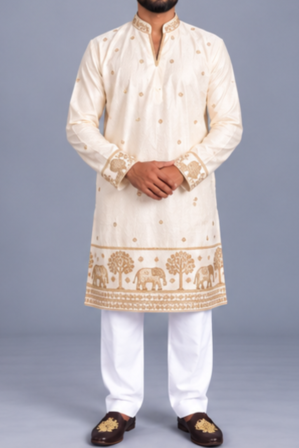 Klassic NX White Crush Kurta - D64