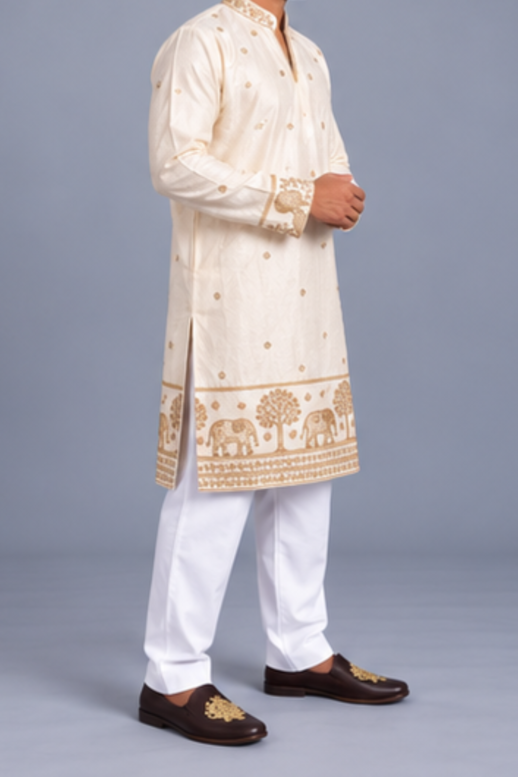 Klassic NX White Crush Kurta - D64