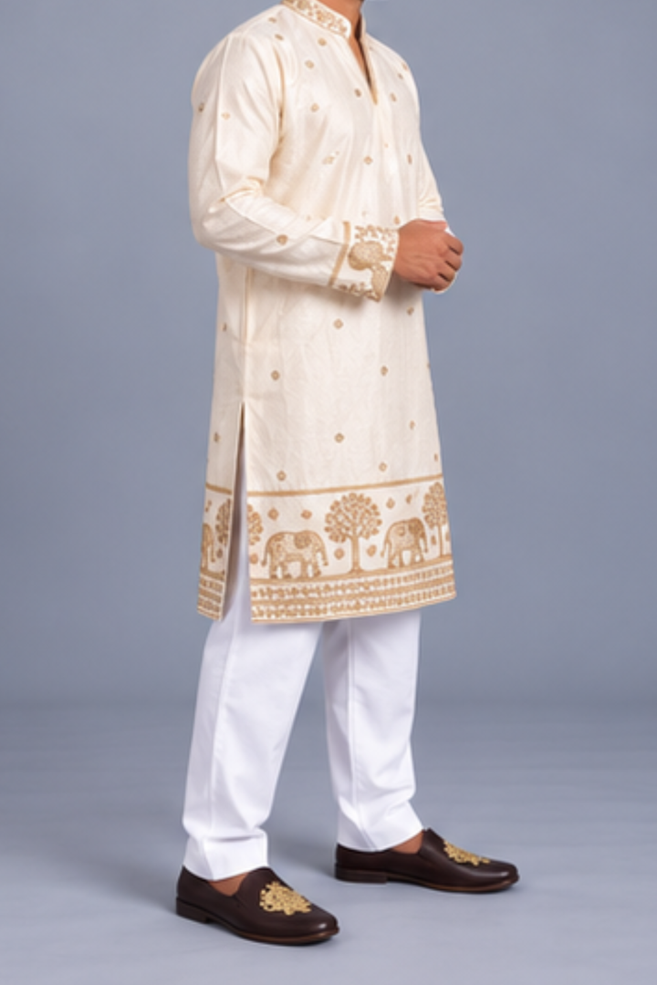Klassic NX White Crush Kurta - D64
