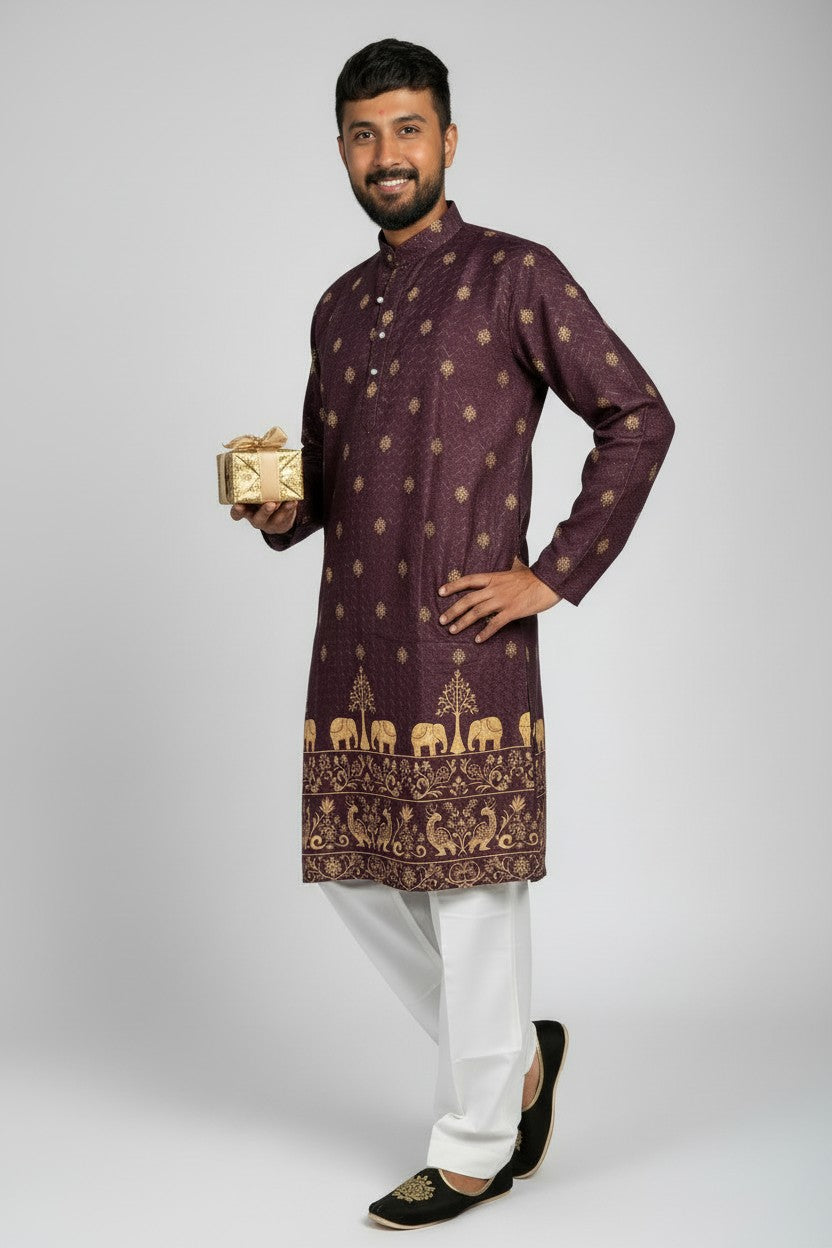Klassic NX Wine Kurta - D10