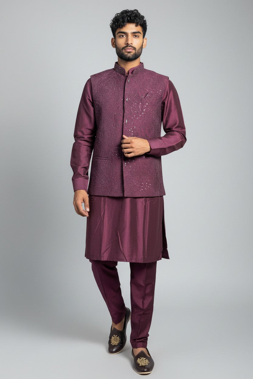 Klassic NX Wine Kurta Set - D3