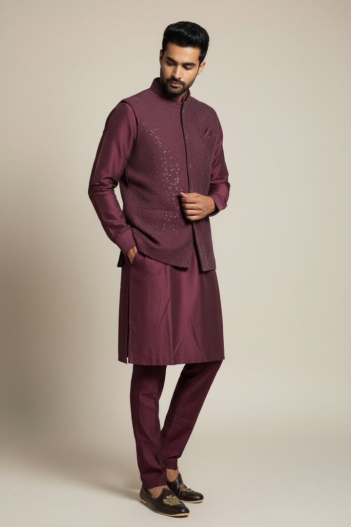 Klassic NX Wine Kurta Set - D3