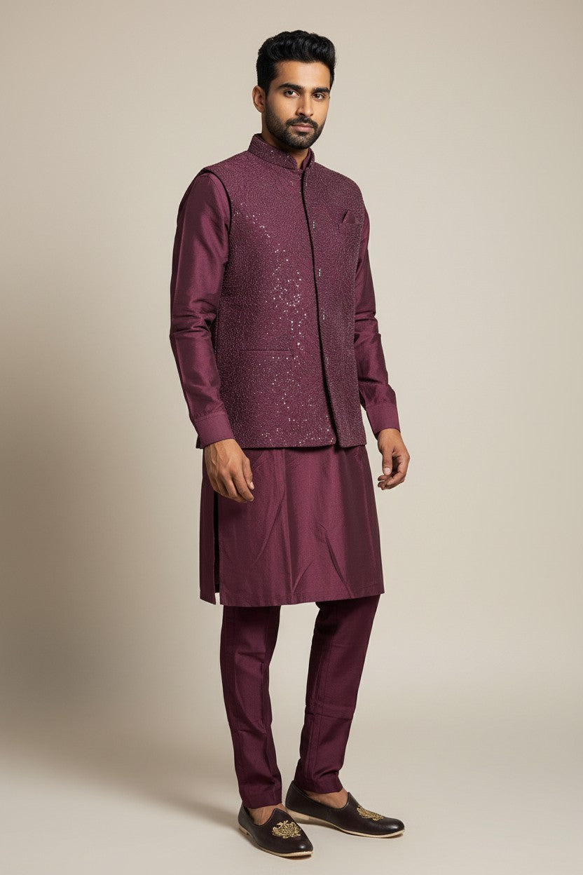 Klassic NX Wine Kurta Set - D3