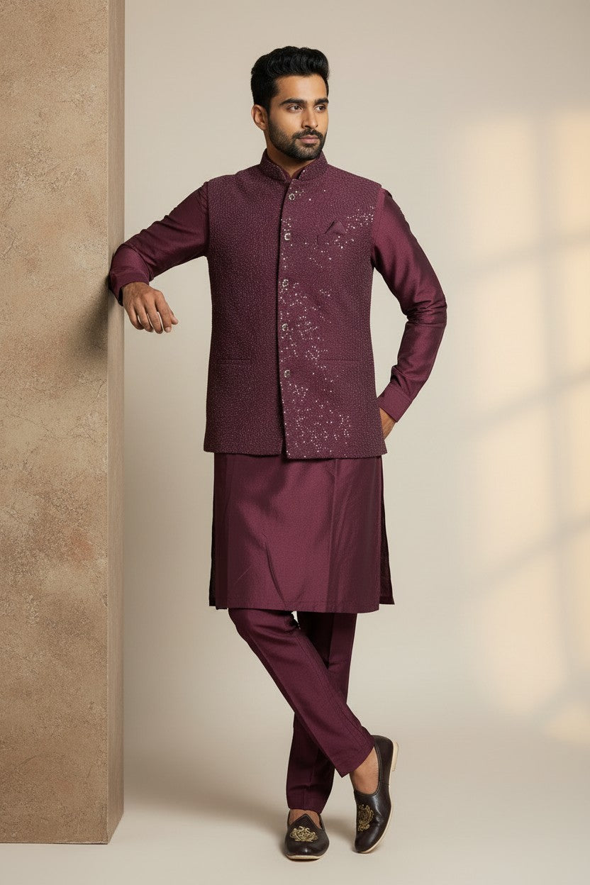 Klassic NX Wine Kurta Set - D3
