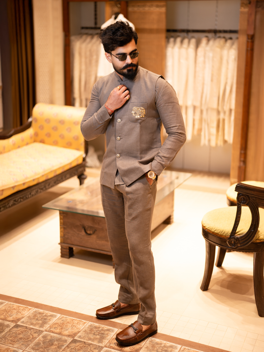 Premium Grey Modi Jacket Set for Men | Klassic NX Fashions Nanded