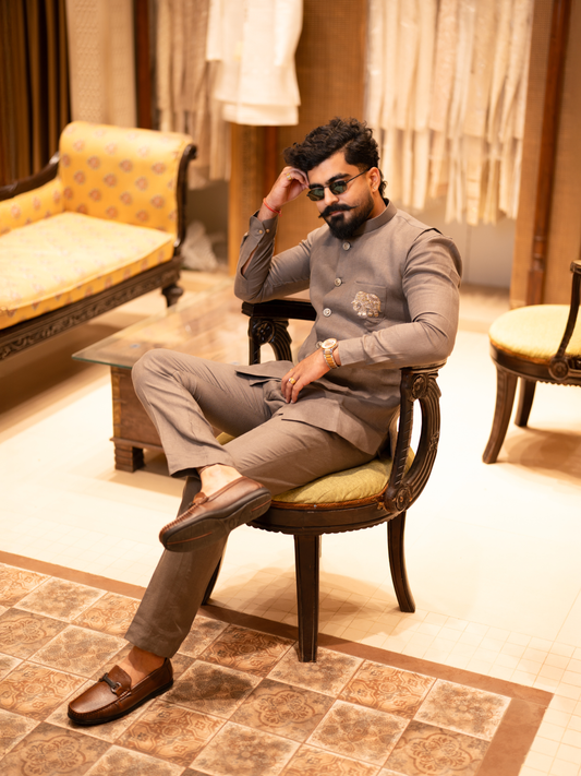 Premium Grey Modi Jacket Set for Men | Klassic NX Fashions Nanded