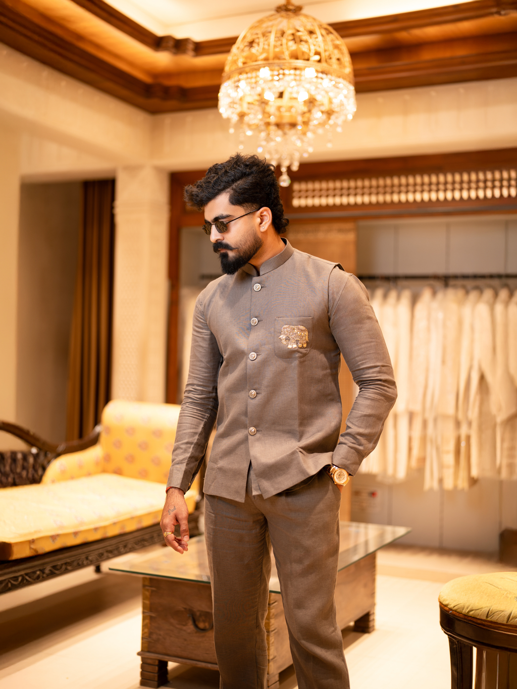 Premium Grey Modi Jacket Set for Men | Klassic NX Fashions Nanded